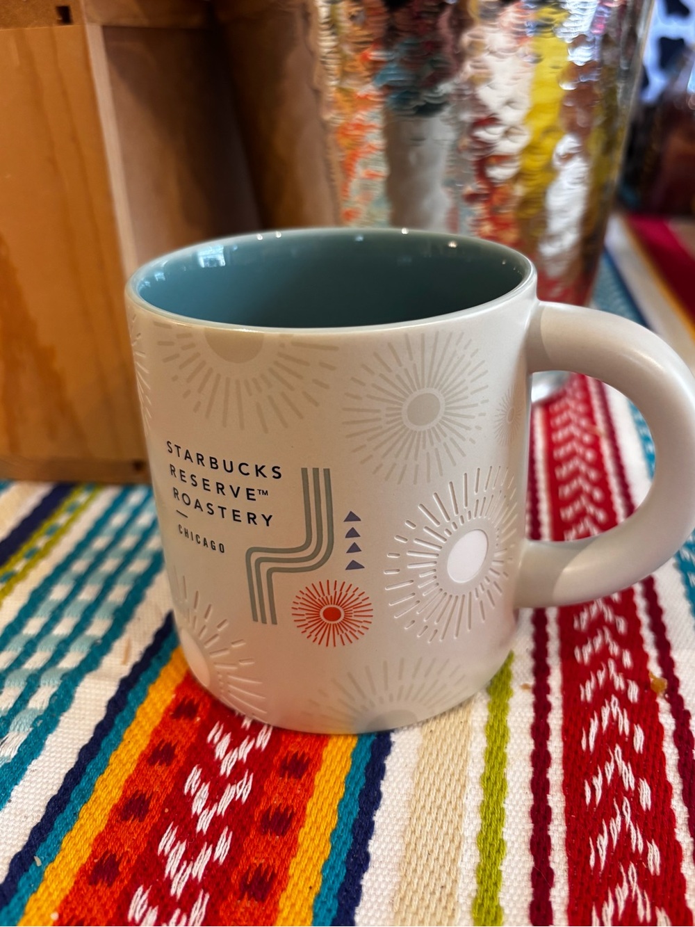 Starbucks Reserve Roastery Mug — Light Gray with Teal Interior